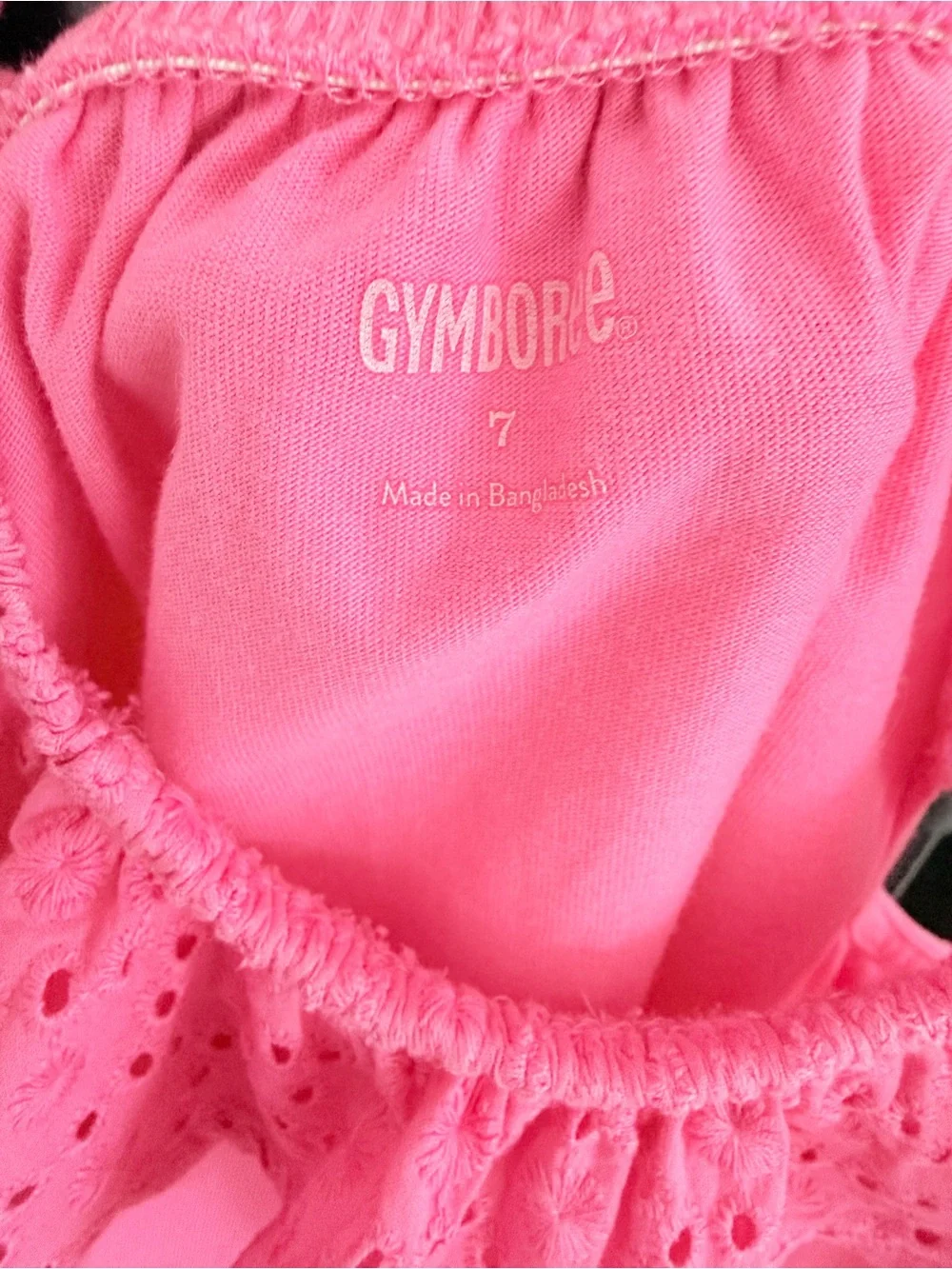 Gymboree Bright Pink Eyelet Ruffle Tank Top- Sz 7